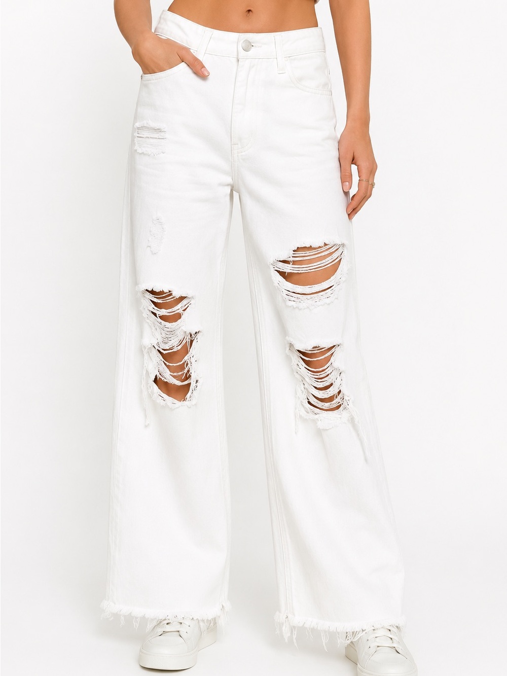 VERVET Optic White 90s Vintage Loose Distressed Jeans Size 26